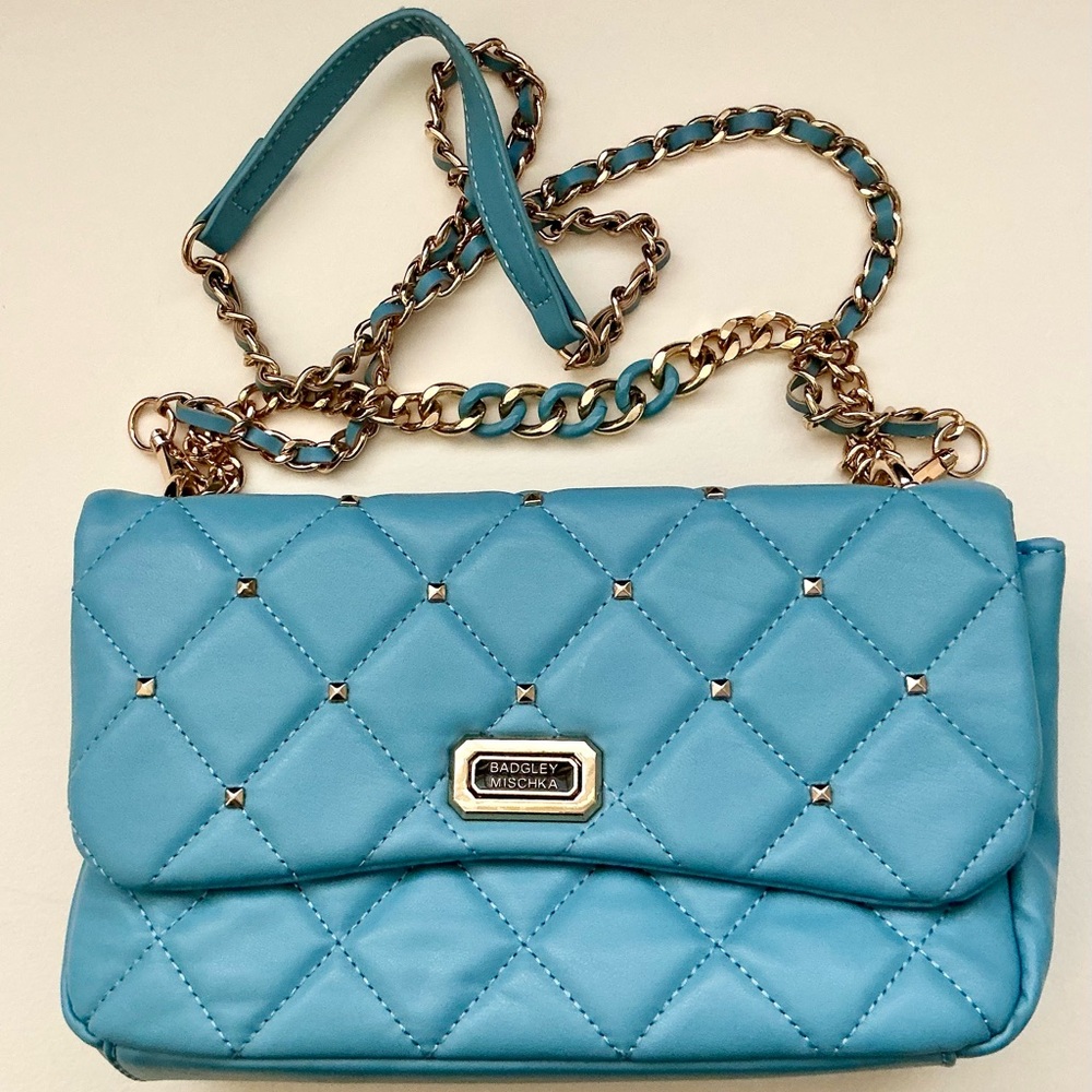Badgley Mischka Turquoise Quilted Crossbody Bag